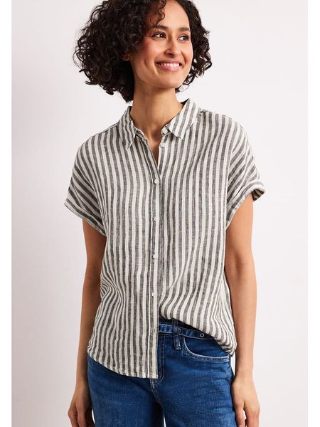 Street One Koszula w kolorze brązowo-białym rozmiar: 42. Białe koszule Street One, bez wzorów, ze lnu, street, bez kołnierzyka, bez ramiączek. Za 149.95 zł.