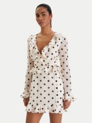 Bardot Sukienka koktajlowa Frill Detail 60115DB2 Écru Regular Fit. Sukienki Bardot, bez wzorów, z syntetyku, wizytowe, bez kołnierzyka, bez ramiączek. Za 599.99 zł.