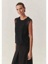 TATUUM Bluzka "Lanera" w kolorze czarnym rozmiar: L. Czarne bluzki Tatuum, l, bez wzorów, z koronki, bez kołnierzyka, bez ramiączek. Za 153.34 zł.