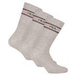 Skarpety tenisowe FILA Lifestyle Socks 3 pary. Szare skarpety Fila, bez wzorów. Za 29.99 zł.