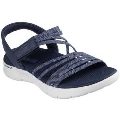 Sandały damskie Skechers Go Walk Flex Sandal. Niebieskie sandały Skechers, bez wzorów, bez obcasa, bez zapięcia. Za 290.00 zł.