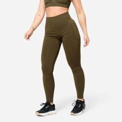 Legginsy fitness damskie Domyos Push Up. Brązowe legginsy DOMYOS, l, bez wzorów, z elastanu. Za 119.99 zł.
