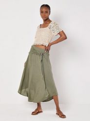 Apricot Spódnica w kolorze khaki rozmiar: XL. Brązowe spódnice Apricot, na co dzień, xl, bez wzorów, z tkaniny, maxi, asymetryczne. Za 96.14 zł.