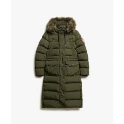 Damski płaszcz ze sztucznego futra Superdry Everest. Zielone płaszcze Superdry, s, bez wzorów, z syntetyku, bez kaptura. Za 978.25 zł.