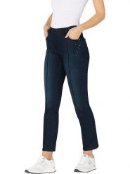 Heine Dżinsy - Slim fit - w kolorze granatowym rozmiar: 40. Niebieskie jeansy Heine, bez wzorów, z podwyższonym stanem. Za 92.42 zł.