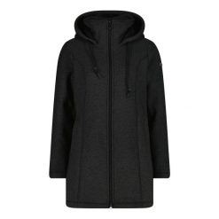 Kurtka parka damska z odpinanym kapturem CMP. Czarne kurtki CMP, na zimę, bez wzorów, z materiału, z kapturem. Za 390.25 zł.
