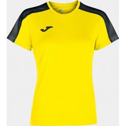 Koszulka do piłki nożnej damska Joma Academy III z krótkim rękawem. Białe bluzki Joma, xs, bez wzorów, sportowe, bez kołnierzyka, bez ramiączek. Za 53.99 zł.