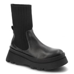 Czarne Botki Artiker Damskie Stylowe Buty Jesienne. Czarne botki Artiker, na jesień, bez wzorów, prążkowane, bez obcasa, na platformie, bez zapięcia. Za 379.00 zł.