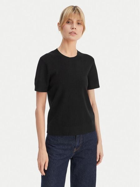 Calvin Klein T-Shirt LV147E303G Czarny Regular Fit. Czarne t-shirty Calvin Klein, s, bez wzorów, z wiskozy, bez kołnierzyka, bez ramiączek. Za 266.99 zł.