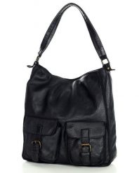 Shopper bag czarny MARCO MAZZINI v195a. Czarne shopper bez wzorów, ze skóry, na ramię, bez dodatków. Za 379.05 zł.
