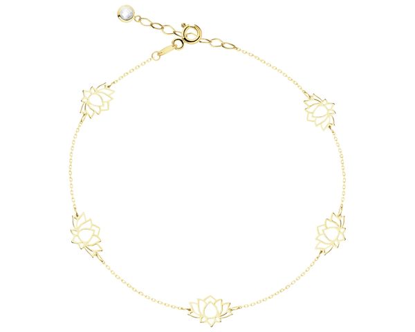 Złota bransoletka z cyrkonią - kwiaty lotosu. Żółte bransoletki Apart, z cyrkonią, złote. Za 1,099.00 zł.