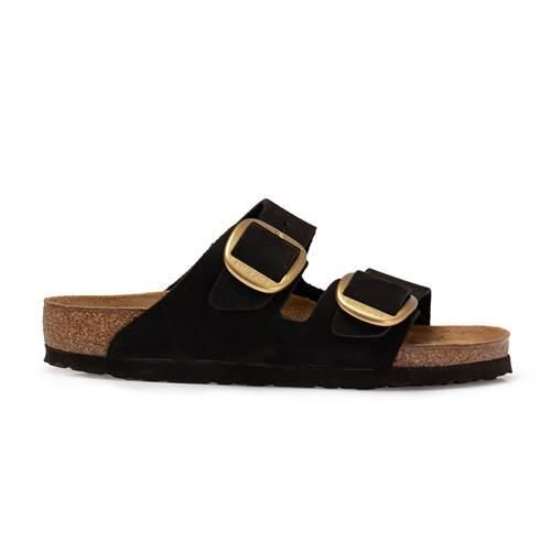Klapki unisex Birkenstock Arizona Big Buckle. Czarne klapki Birkenstock, bez wzorów, z materiału, bez obcasa. Za 669.80 zł.