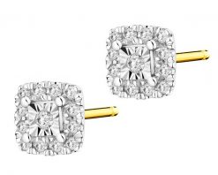 Kolczyki z żółtego i białego złota z diamentami - 0,10 ct - próba 585. Białe kolczyki Apart, z diamentem, złote. Za 2,059.00 zł.