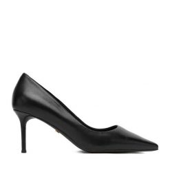 Szpilki Gino Rossi. Czarne szpilki Gino Rossi, bez wzorów, bez obcasa, na szpilce, bez zapięcia. Za 299.99 zł.