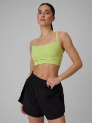 4F Biustonosz treningowy z niskim wsparciem damski - zielony M. Zielone bielizna sportowa 4f, m, bez wzorów, z gumy. Za 129.99 zł.