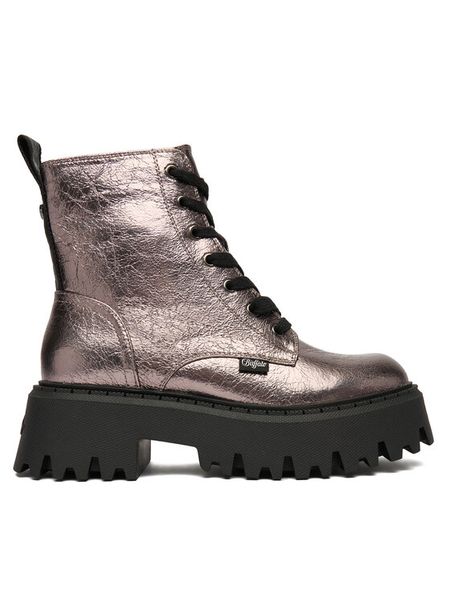 Buffalo Trzewiki Aspen Lace Up Mid 1622596 Srebrny. Szare botki Buffalo, bez wzorów, ze skóry, bez obcasa, na płaskiej podeszwie, bez zapięcia. Za 379.99 zł.
