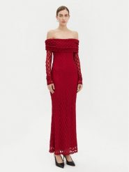 BARDOT Sukienka wieczorowa 59776DB Czerwony Regular Fit. Czerwone sukienki Bardot, bez wzorów, z bawełny, wizytowe, bez kołnierzyka, bez ramiączek. Za 339.99 zł.