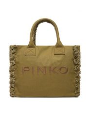PINKO Torba BEACH SHOPPING CANVAS RICICLATO Zielony. Zielone torebki klasyczne Pinko, bez wzorów, z materiału, bez dodatków. Za 449.99 zł.