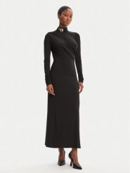 Simona Corsellini Sukienka wieczorowa A25CPAB00601 Czarny Slim Fit. Czarne sukienki SIMONA CORSELLINI, bez wzorów, z wiskozy, wizytowe, bez kołnierzyka, bez ramiączek. Za 1,139.00 zł.