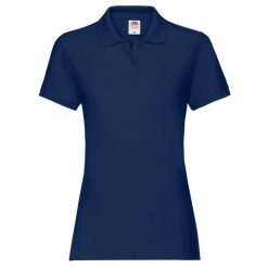 Damska Koszulka Polo Premium Plain. Niebieskie koszulki polo FRUIT OF THE LOOM, s, bez wzorów, bez kołnierzyka, bez ramiączek. Za 65.99 zł.
