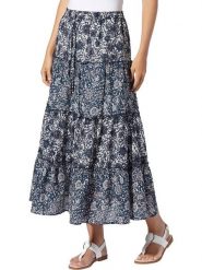 Heine Spódnica w kolorze granatowo-kremowym rozmiar: 40. Niebieskie spódnice Heine, bez wzorów, midi. Za 131.43 zł.