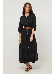 Lin Passion Lniana sukienka w kolorze czarnym rozmiar: 36/38. Czarne sukienki Lin Passion, bez wzorów, ze lnu, klasyczne, bez kołnierzyka, bez ramiączek, maxi. Za 173.99 zł.