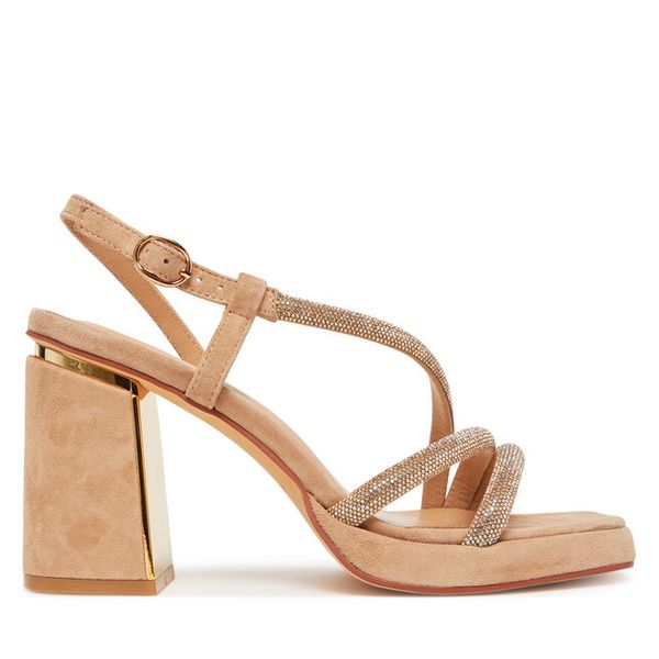 Sandały Alma En Pena. Brązowe sandały Alma en Pena, bez wzorów, bez obcasa, na słupku, bez zapięcia. Za 369.99 zł.