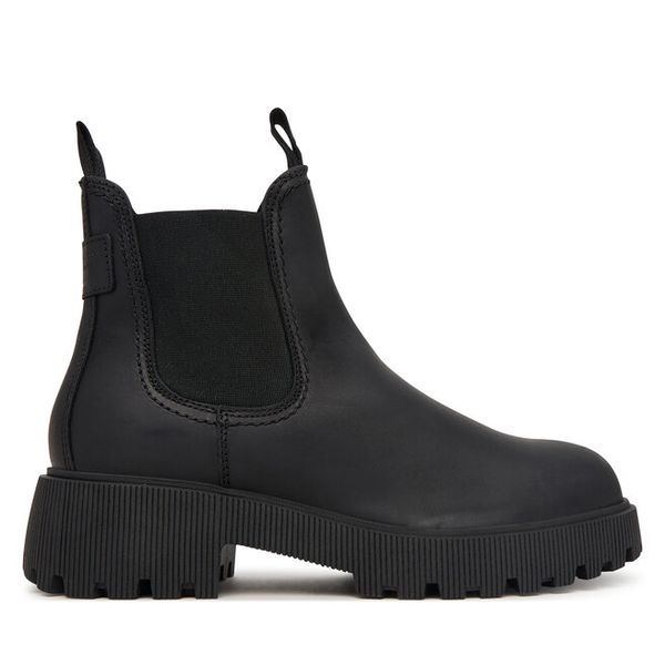 Botki Tamaris. Czarne botki Tamaris, bez wzorów, bez obcasa, na płaskiej podeszwie, bez zapięcia. Za 484.99 zł.