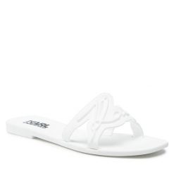 Klapki KARL LAGERFELD. Białe klapki KARL LAGERFELD, bez wzorów, bez obcasa. Za 209.99 zł.
