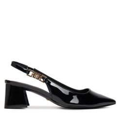 Sandały Guess. Czarne sandały Guess, z aplikacjami, bez obcasa, na słupku, bez zapięcia. Za 439.99 zł.