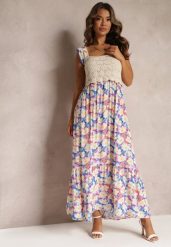 Niebieska Maxi Wiskozowa Sukienka Maxi w Kwiaty z Kwadratowym Dekoltem Alten. Niebieskie sukienki Renee, m, bez wzorów, z tkaniny, bez kołnierzyka, bez ramiączek, maxi. Za 99.99 zł.