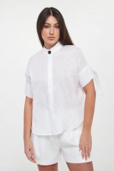 Koszula damska lniana ARMANI EXCHANGE. Koszule Armani Exchange, s, bez wzorów, bez kołnierzyka, bez ramiączek. Za 699.00 zł.