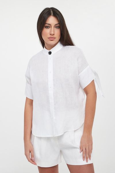 Koszula damska lniana ARMANI EXCHANGE. Koszule Armani Exchange, s, bez wzorów, bez kołnierzyka, bez ramiączek. W wyprzedaży za 559.20 zł.