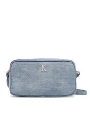 Calvin Klein Torebka Denim Ew Double Zip Camera Bag LV04F3226G Błękitny. Niebieskie listonoszki Calvin Klein, bez wzorów, z denimu, bez dodatków. Za 439.99 zł.