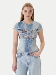 Guess T-Shirt W6RI52 KCCG0 Niebieski Regular Fit. Niebieskie t-shirty Guess, xxl, z aplikacjami, z syntetyku, bez kołnierzyka, bez ramiączek. Za 199.99 zł.