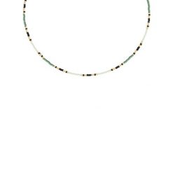 Naszyjnik z zielonymi i czarnymi japońskimi koralikami Miyuki. Czarne naszyjniki Lilou, ze stali. Za 299.00 zł.