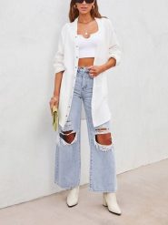 Milan Kiss Bluzka w kolorze białym rozmiar: L. Białe bluzki Milan Kiss, l, bez wzorów, z wiskozy, bez kołnierzyka, bez ramiączek. Za 135.81 zł.