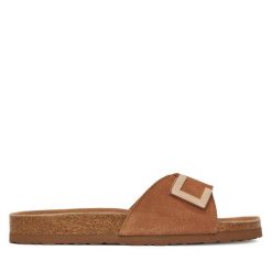 Klapki Lasocki. Brązowe klapki Lasocki, bez wzorów, bez obcasa. Za 119.99 zł.