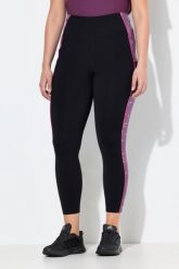 Damskie Legginsy sportowe wąska nogawka kieszenie materiał z recyklingu. Czarne legginsy sportowe Ulla Popken, plus size, bez wzorów, z elastanu, z podwyższonym stanem. Za 239.99 zł.