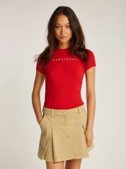 TOMMY JEANS Koszulka w kolorze czerwonym rozmiar: S. Czerwone bluzki Tommy Jeans, s, bez wzorów, z bawełny, bez kołnierzyka, bez ramiączek. Za 73.93 zł.