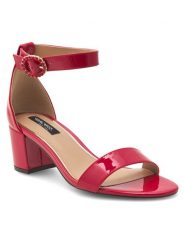 Nine West Sandały WFA2641-1 Czerwony. Czerwone sandały Nine West, bez wzorów, z syntetyku, bez obcasa, na słupku, bez zapięcia. Za 229.99 zł.