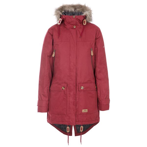 Parka Damska Wodoodporne Clea. Czerwone parki Trespass, l, z materiału, z kapturem. Za 252.99 zł.