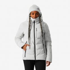 Kurtka narciarska i snowboardowa damska Quechua 500 Warm. Brązowe kurtki narciarskie WED'ZE, s, bez wzorów, z włókna, bez kaptura, narciarskie. Za 499.99 zł.