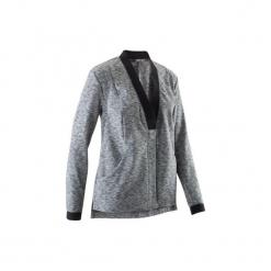 Bluza na zamek do jogi YOGA+ damska. Czarne bluzy DOMYOS, s, bez wzorów, z elastanu, bez kaptura. W wyprzedaży za 54.99 zł.