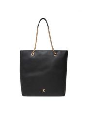 Calvin Klein Torebka Minimal Monogram Chain Tote LV04F3204G Czarny. Czarne torebki klasyczne Calvin Klein, bez wzorów, ze skóry, bez dodatków. Za 589.99 zł.