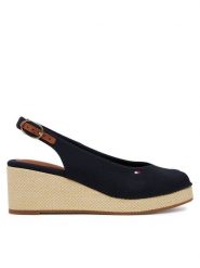 Tommy Hilfiger Sandały Flag Mid Wedge Espad Slingback FW0FW08595 Granatowy. Niebieskie sandały TOMMY HILFIGER, bez wzorów, z materiału, bez obcasa, na koturnie, bez zapięcia. Za 299.99 zł.