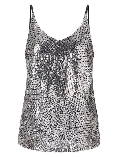 Rich&Royal Top w kolorze srebrnym rozmiar: 42. Szare topy Rich&Royal, bez wzorów, bez kołnierzyka, bez ramiączek. Za 160.58 zł.