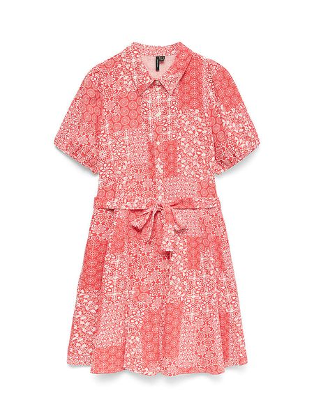 Vero Moda Sukienka w kolorze czerwono-białym rozmiar: XL. Czerwone sukienki Vero Moda, xl, bez wzorów, z bawełny, bez kołnierzyka, bez ramiączek, mini. Za 139.95 zł.