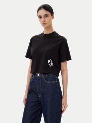 KARL LAGERFELD T-Shirt A2W17076 Czarny Cropped Fit. Czarne t-shirty KARL LAGERFELD, xl, bez wzorów, z bawełny, bez kołnierzyka, bez ramiączek. Za 109.99 zł.