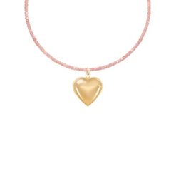 Naszyjnik z kamieni różowy opal z Puzderkiem. Czerwone naszyjniki Lilou, z opalem, pozłacane. Za 378.00 zł.